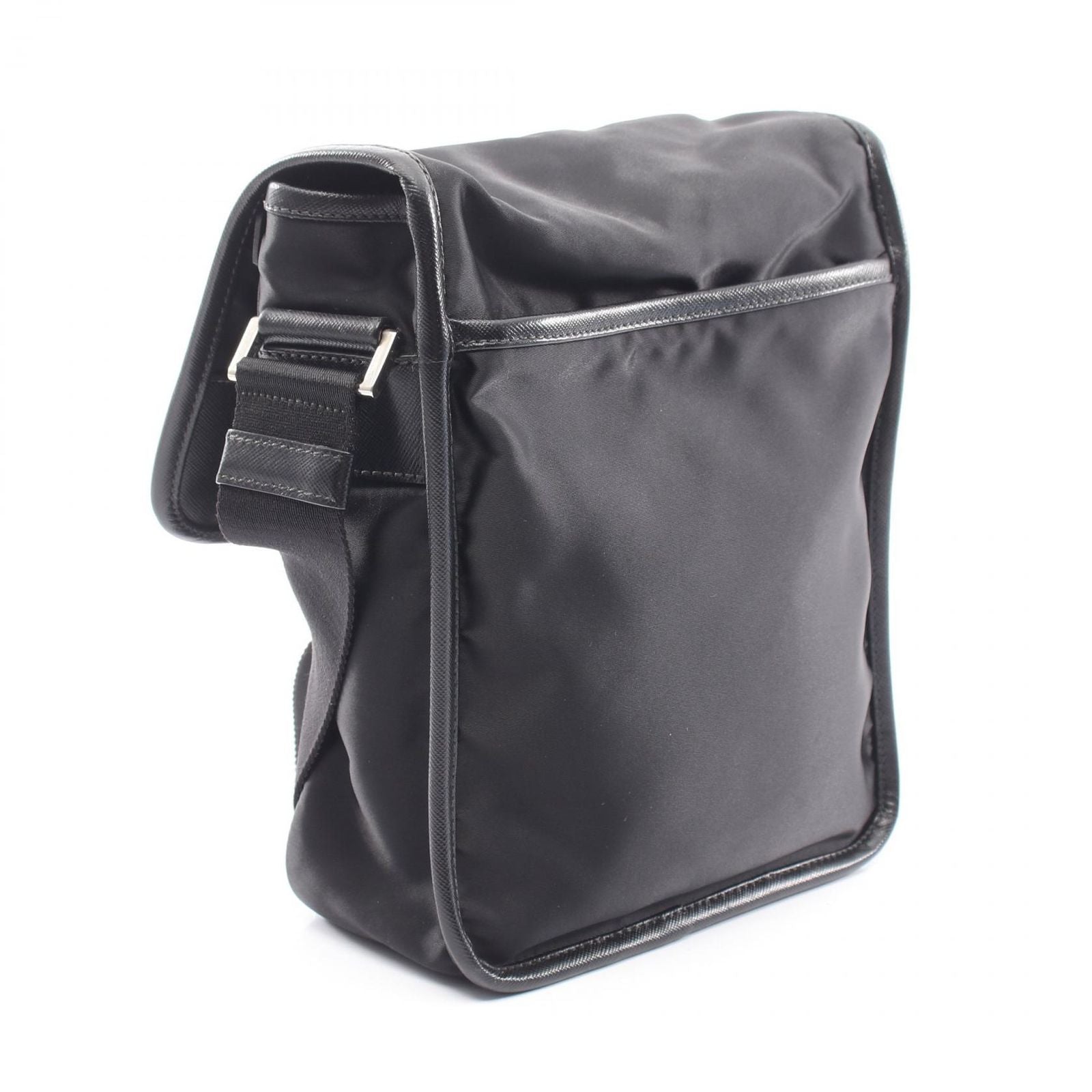 Prada Shoulder Bag Black Nylon Saffiano Leather — view 2