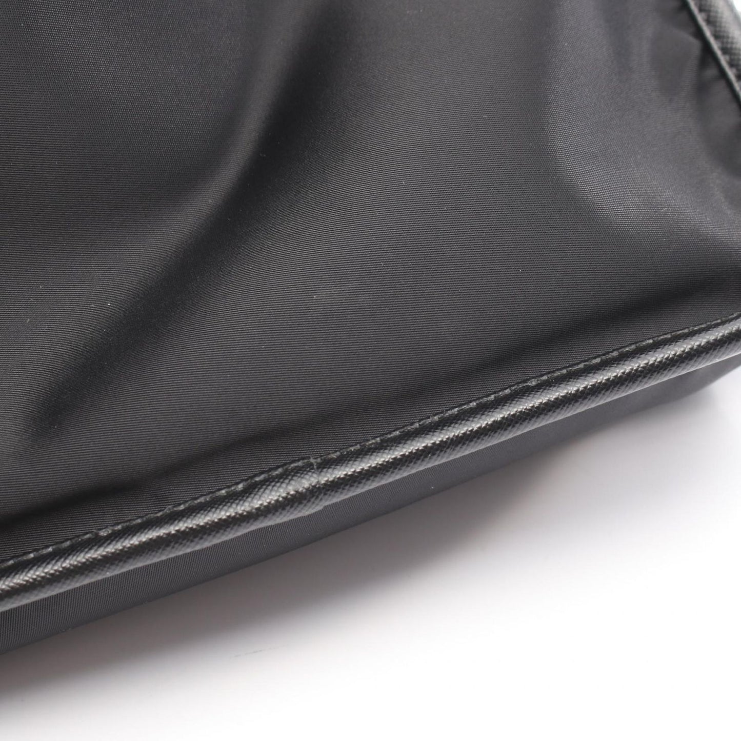 Prada Shoulder Bag Black Nylon Saffiano Leather — view 6