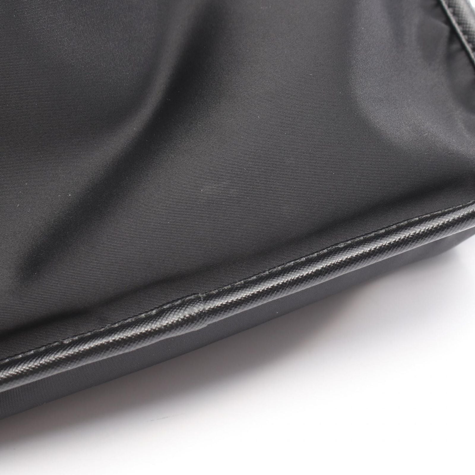 Prada Shoulder Bag Black Nylon Saffiano Leather — view 6