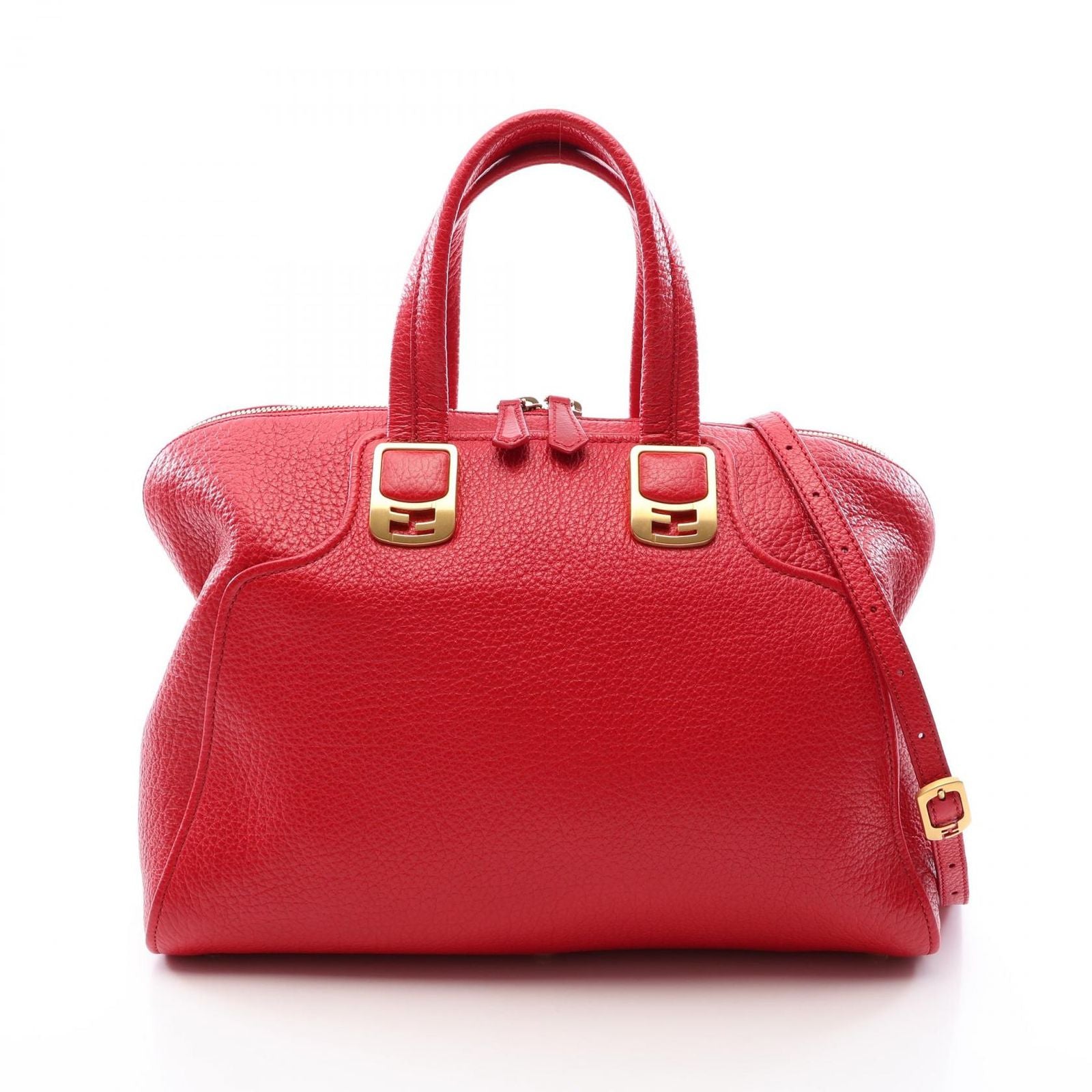 Fendi Handbag Chameleon 2-Way Red Leather
