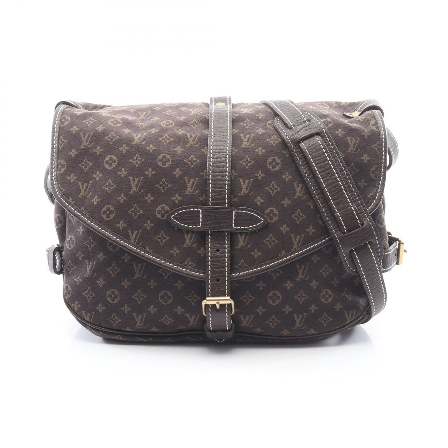 Louis Vuitton Shoulder Bag Saumur Ebene Canvas Leather 30