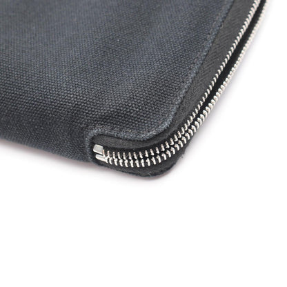 Hermes Round Wallet Fourre Tout Purse GM Black Canvas — view 9