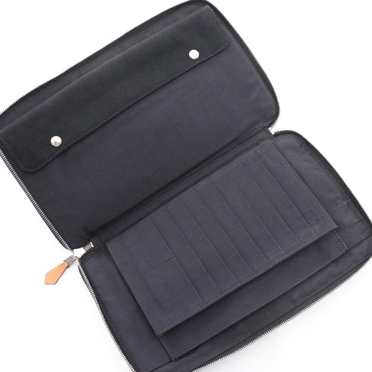 Hermes Round Wallet Fourre Tout Purse GM Black Canvas — view 3
