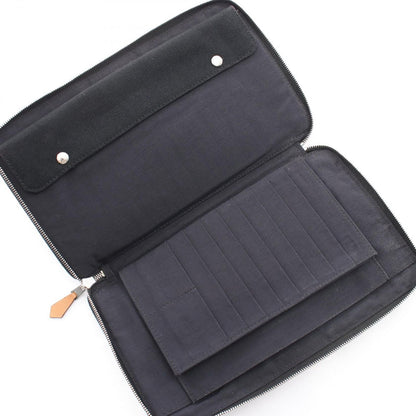Hermes Round Wallet Fourre Tout Purse GM Black Canvas — view 3