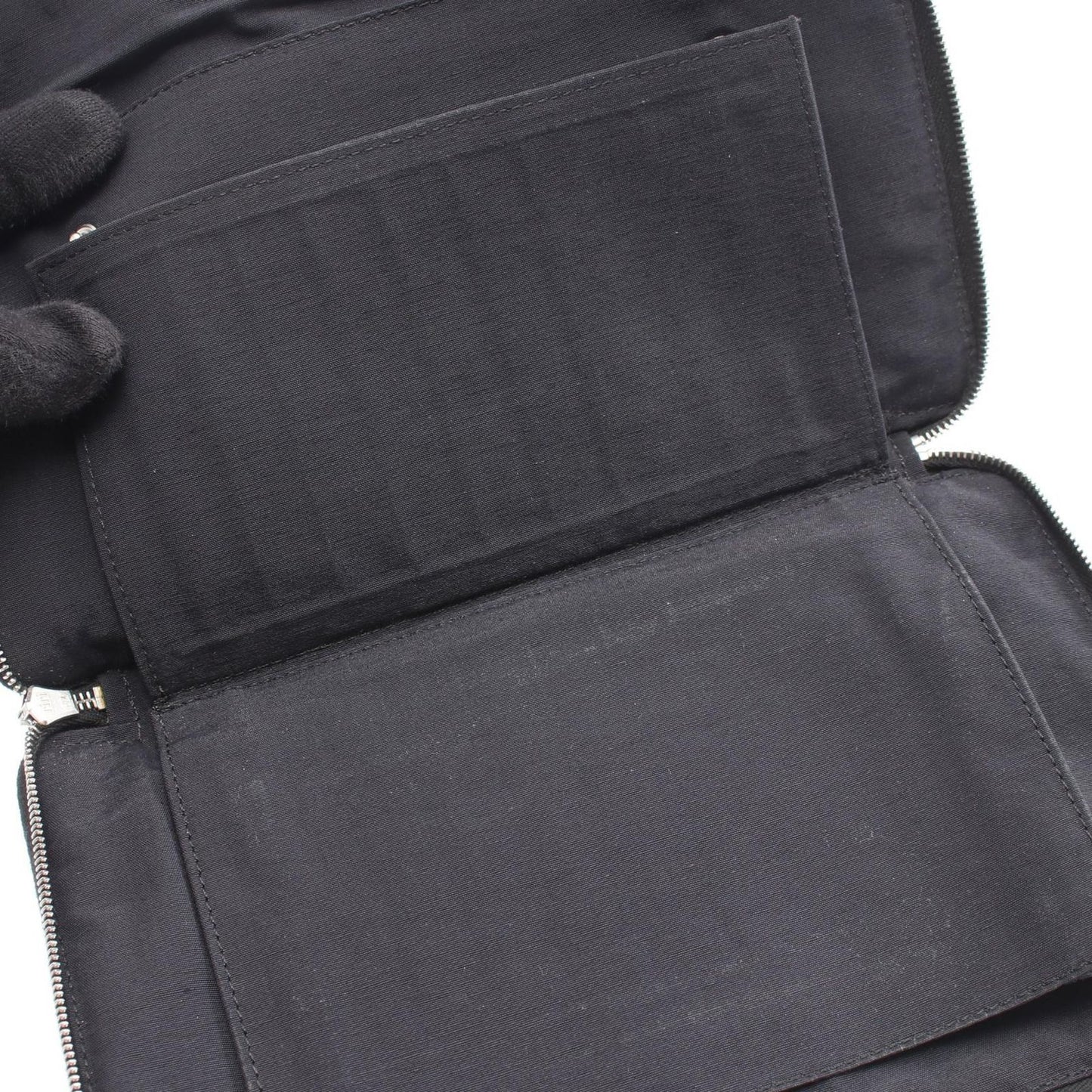 Hermes Round Wallet Fourre Tout Purse GM Black Canvas — view 7