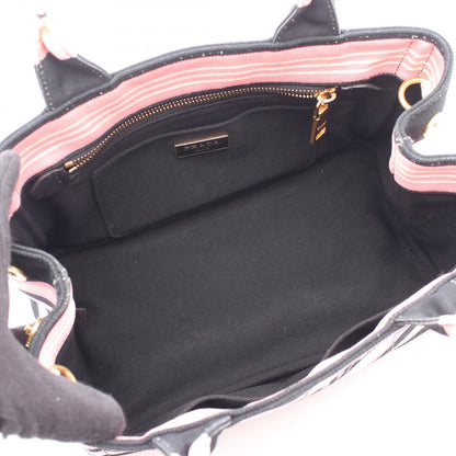 Prada Tote Canapa Righe 2-Way Pink Black Canvas — view 3