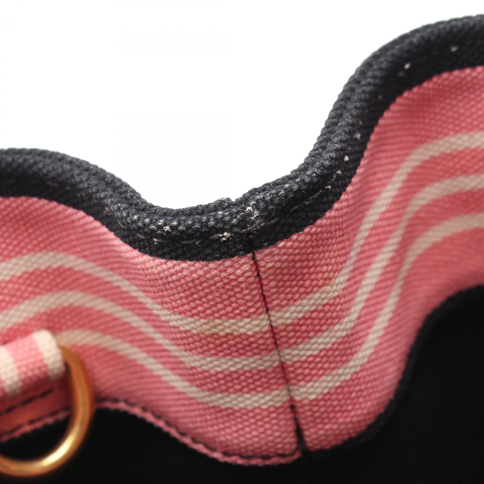 Prada Tote Canapa Righe 2-Way Pink Black Canvas — view 8