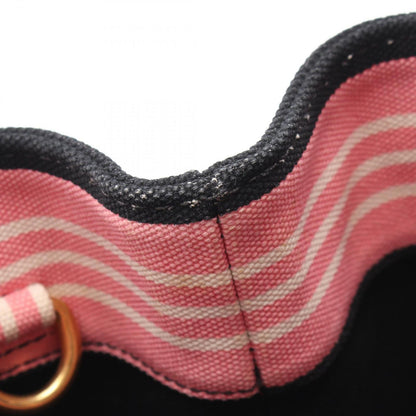 Prada Tote Canapa Righe 2-Way Pink Black Canvas — view 8