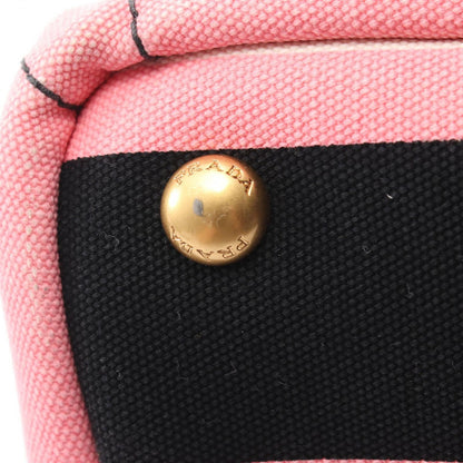 Prada Tote Canapa Righe 2-Way Pink Black Canvas — view 6