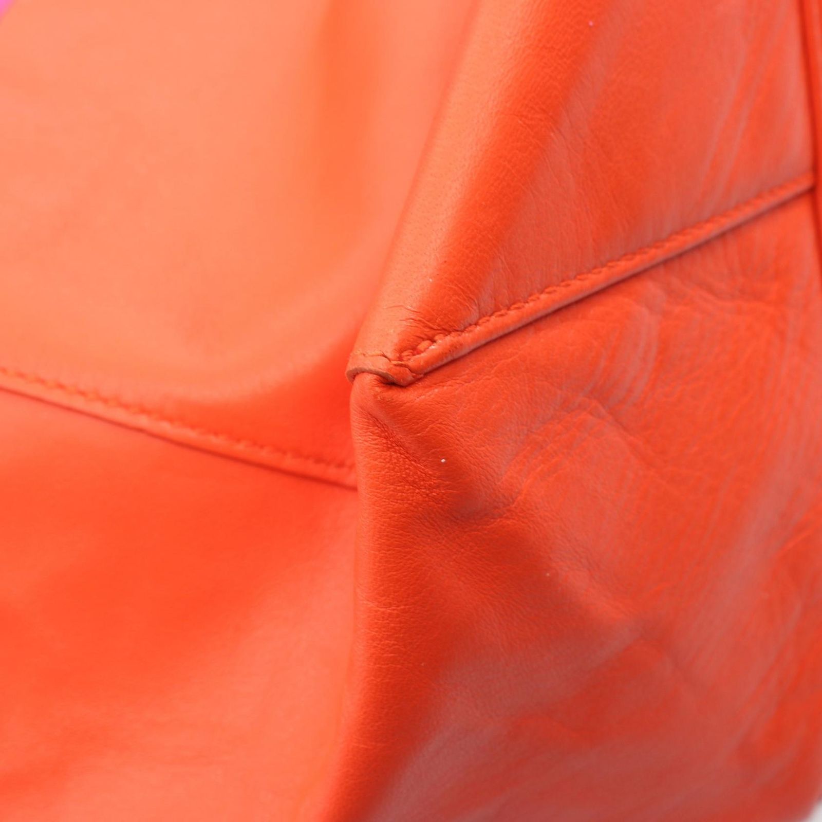 Celine Tote Horizontal Cabas Fuchsia Pink Orange Leather — view 6