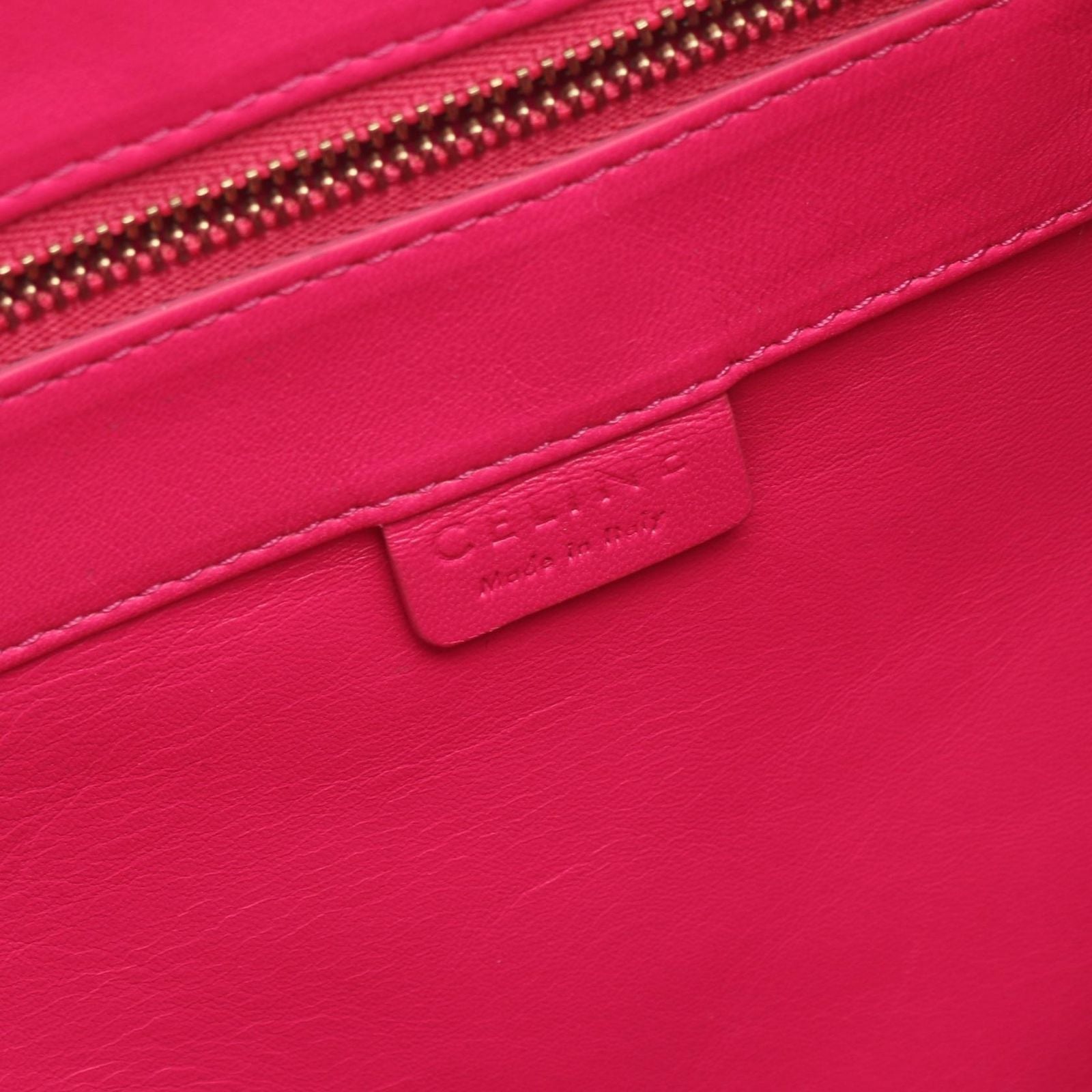 Celine Tote Horizontal Cabas Fuchsia Pink Orange Leather — view 4