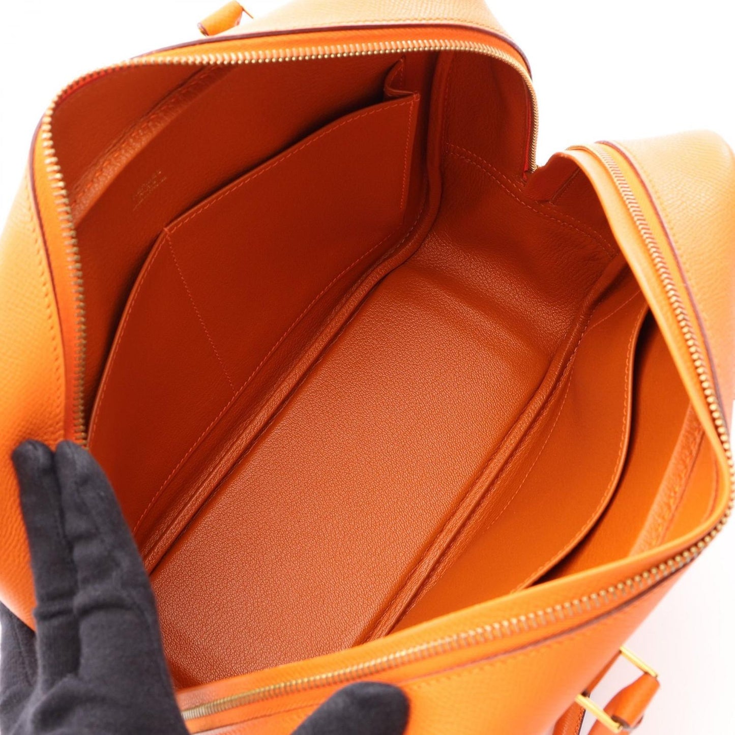 Hermes Handbag Plume 28 Orange Leather — view 3