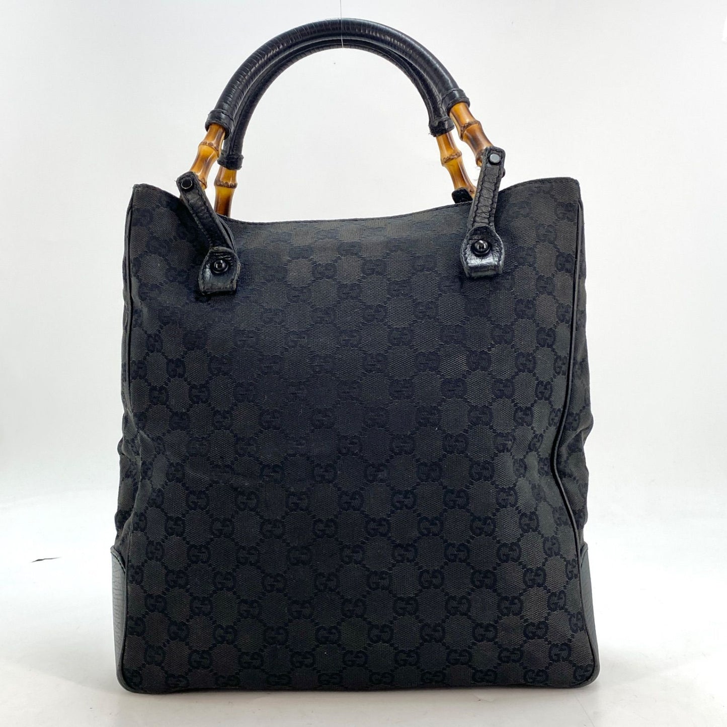 Gucci Tote GG Canvas Bamboo Black Business Travel