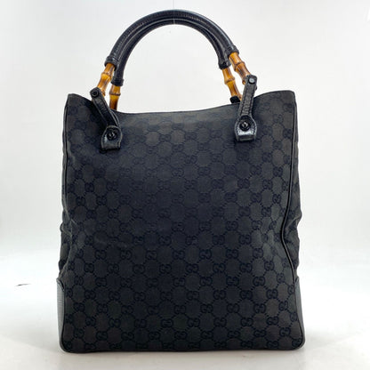 Gucci Tote GG Canvas Bamboo Black Business Travel