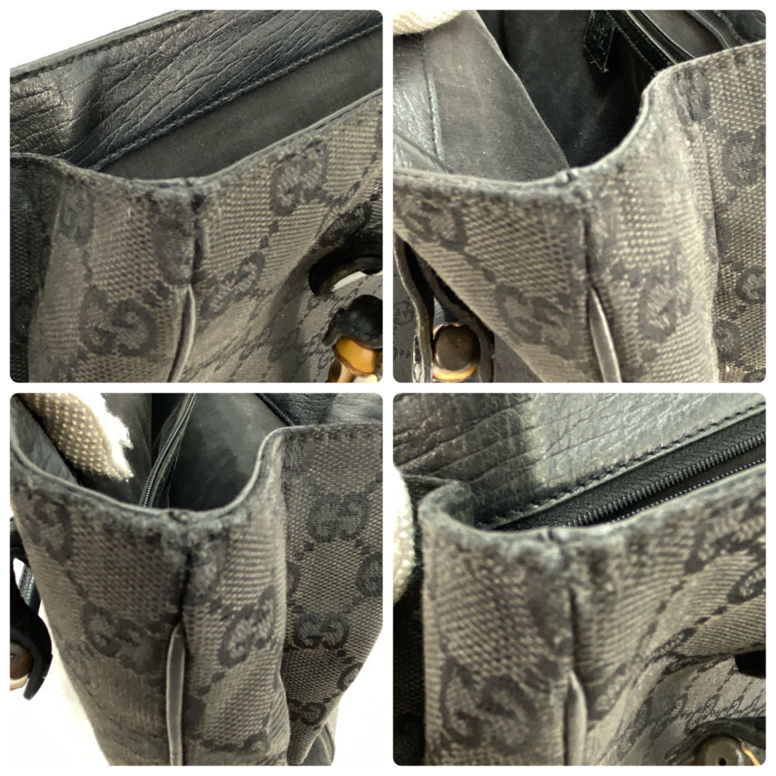 Gucci Tote GG Canvas Bamboo Black Business Travel — view 6