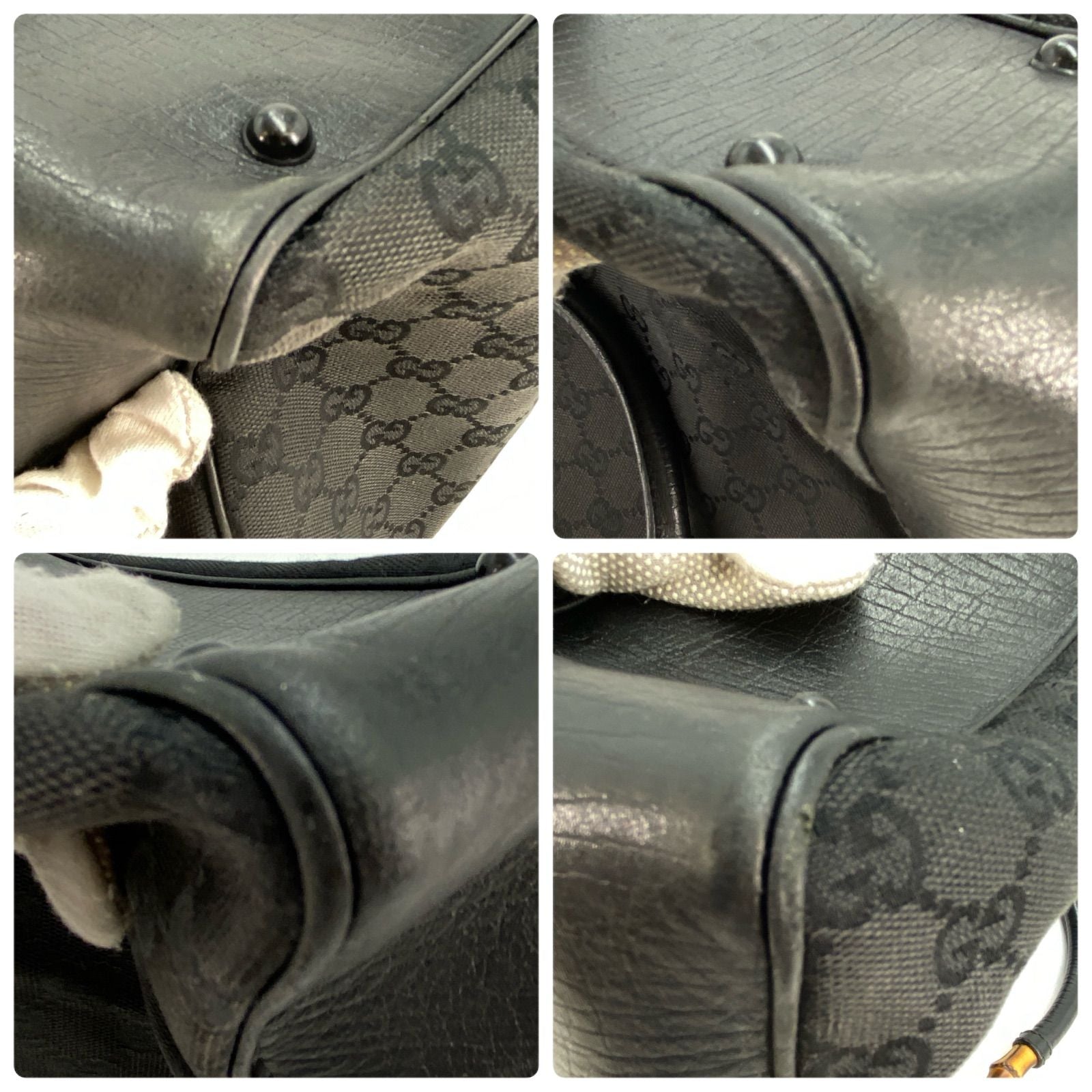 Gucci Tote GG Canvas Bamboo Black Business Travel — view 7