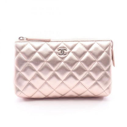 Chanel Pouch Quilted Metallic Rose Gold Lambskin