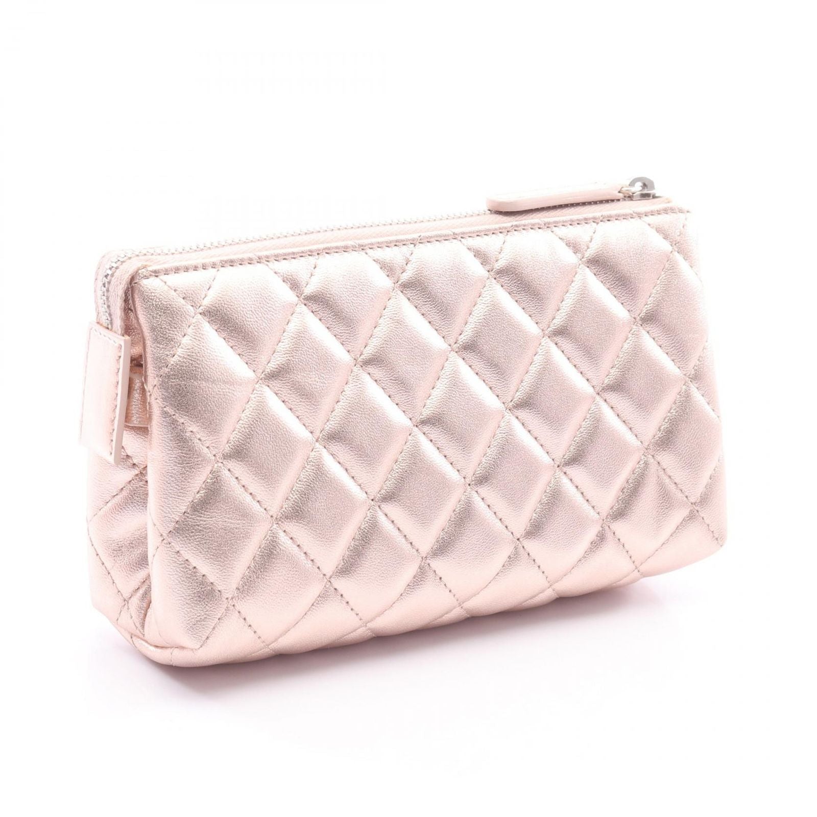 Chanel Pouch Quilted Metallic Rose Gold Lambskin — view 2