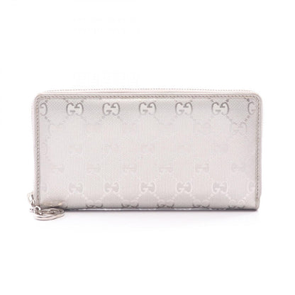 Gucci Round Wallet GG Supreme Silver Leather Guccissima
