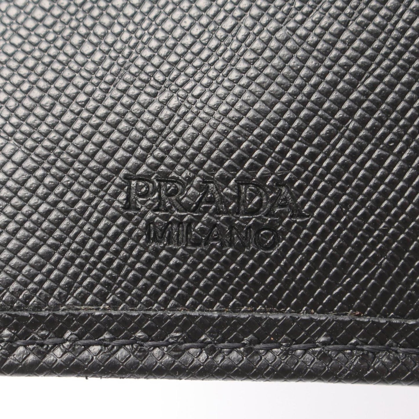 Prada Key Case Triangle Plate 6 Rows Black Saffiano Leather Logo Key Holder — view 4