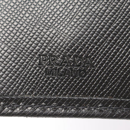 Prada Key Case Triangle Plate 6 Rows Black Saffiano Leather Logo Key Holder — view 4