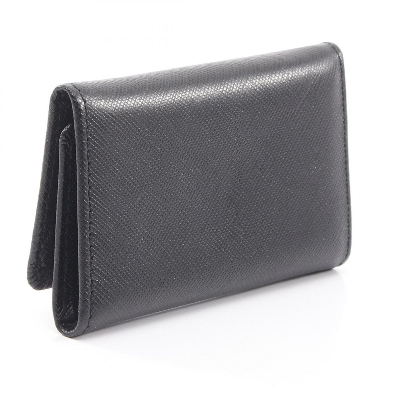 Prada Key Case Triangle Plate 6 Rows Black Saffiano Leather Logo Key Holder — view 2