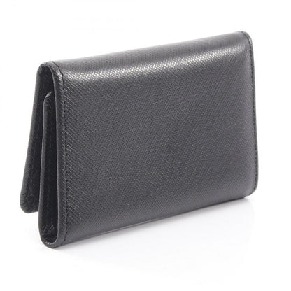 Prada Key Case Triangle Plate 6 Rows Black Saffiano Leather Logo Key Holder — view 2