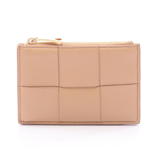Bottega Veneta Coin Case Cassette Card Beige Leather Maxi Intrecciato