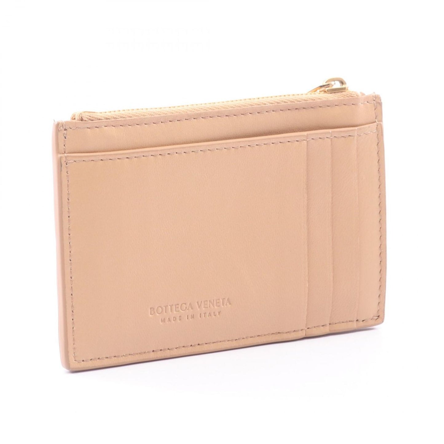 Bottega Veneta Coin Case Cassette Card Beige Leather Maxi Intrecciato — view 2