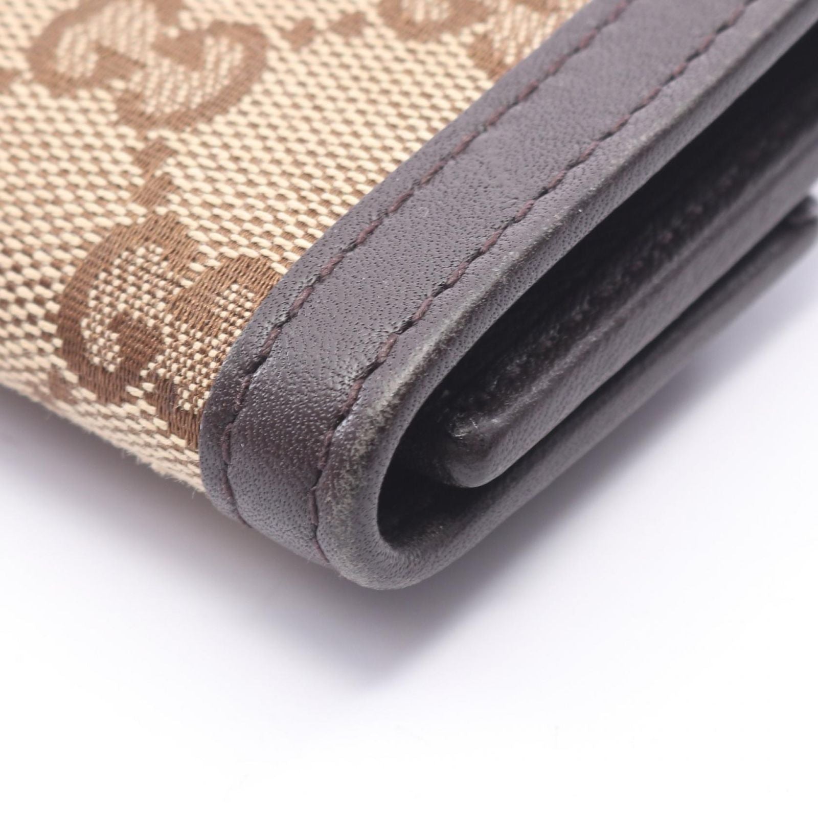 Gucci Key Case Interlocking GG Canvas 6 Rows Beige Dark Brown 6 Key Holder — view 8
