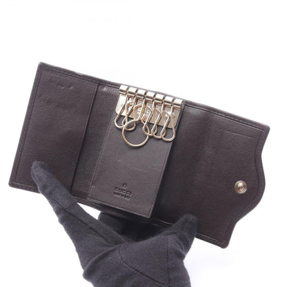 Gucci Key Case Interlocking GG Canvas 6 Rows Beige Dark Brown 6 Key Holder — view 3