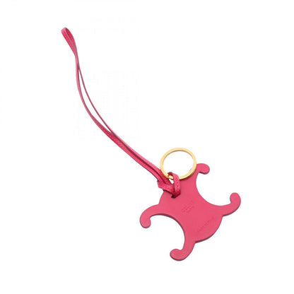 Celine Charm Triomphe Key Ring Magenta Leather — view 2
