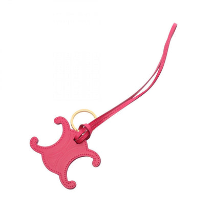 Celine Charm Triomphe Key Ring Magenta Leather