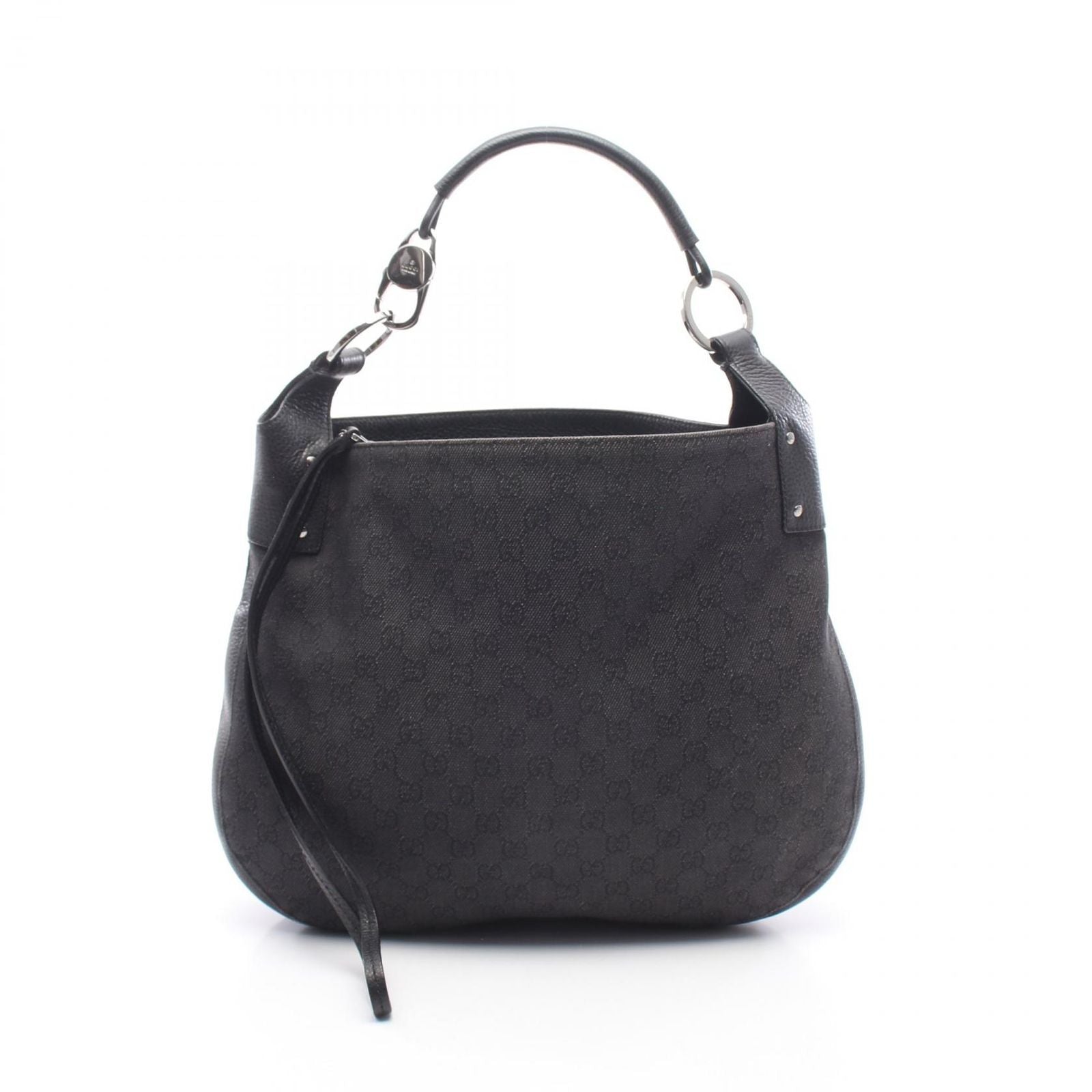 Gucci Shoulder Bag GG Pattern Black Denim Leather