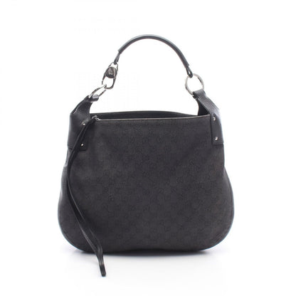 Gucci Shoulder Bag GG Pattern Black Denim Leather
