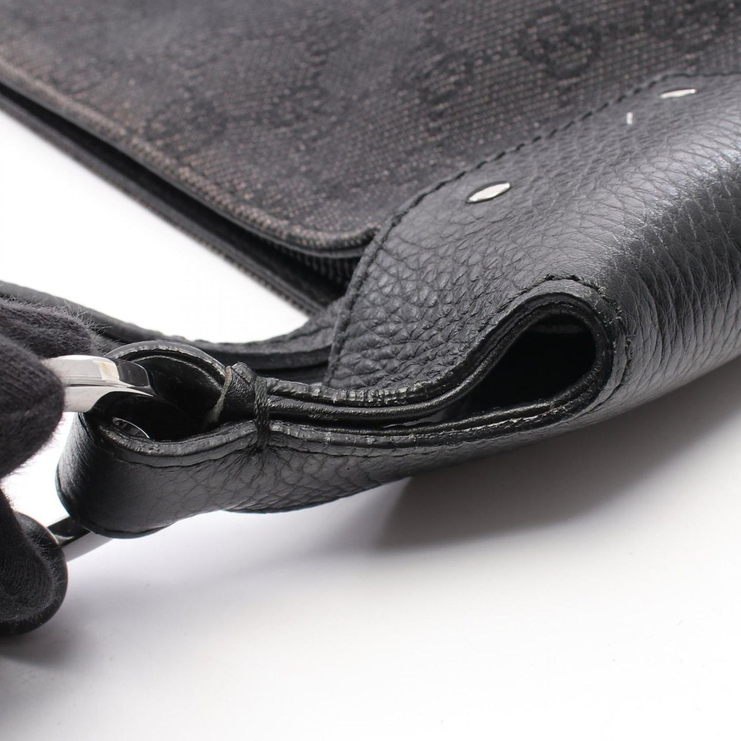 Gucci Shoulder Bag GG Pattern Black Denim Leather — view 9