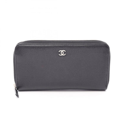 Chanel Round Wallet CC Logo Black Caviar Leather