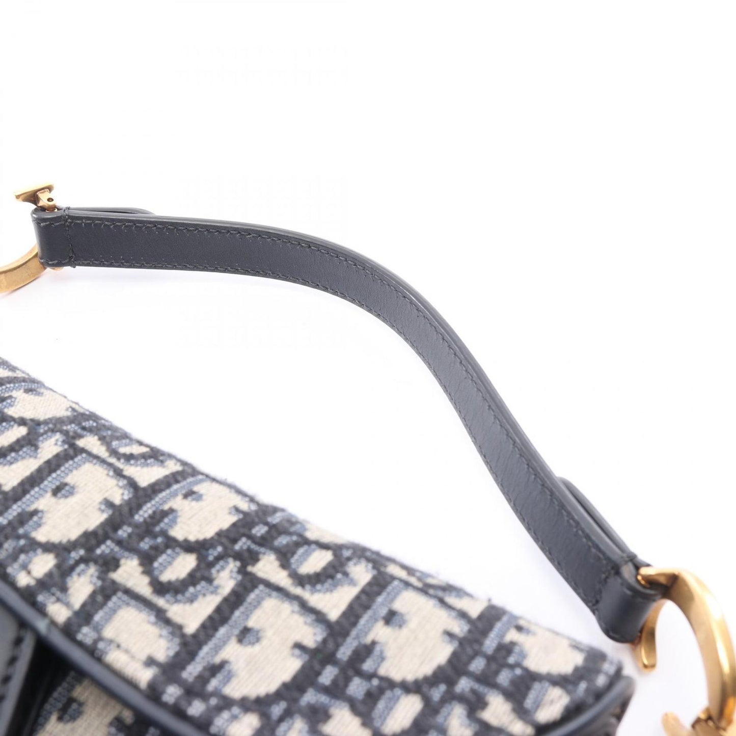 Dior Handbag Saddle Oblique 2-Way Navy Canvas Leather Bag Mini — view 7