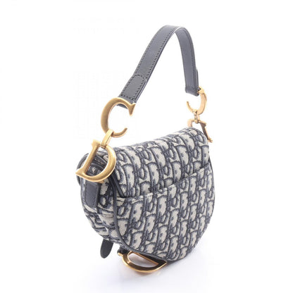 Dior Handbag Saddle Oblique 2-Way Navy Canvas Leather Bag Mini — view 2