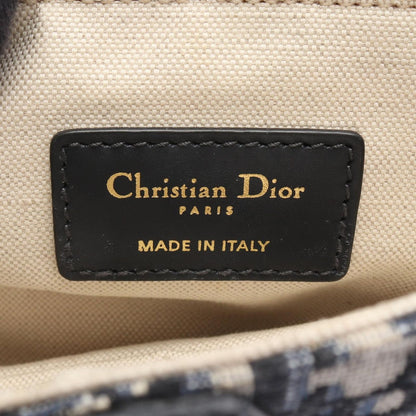 Dior Handbag Saddle Oblique 2-Way Navy Canvas Leather Bag Mini — view 4