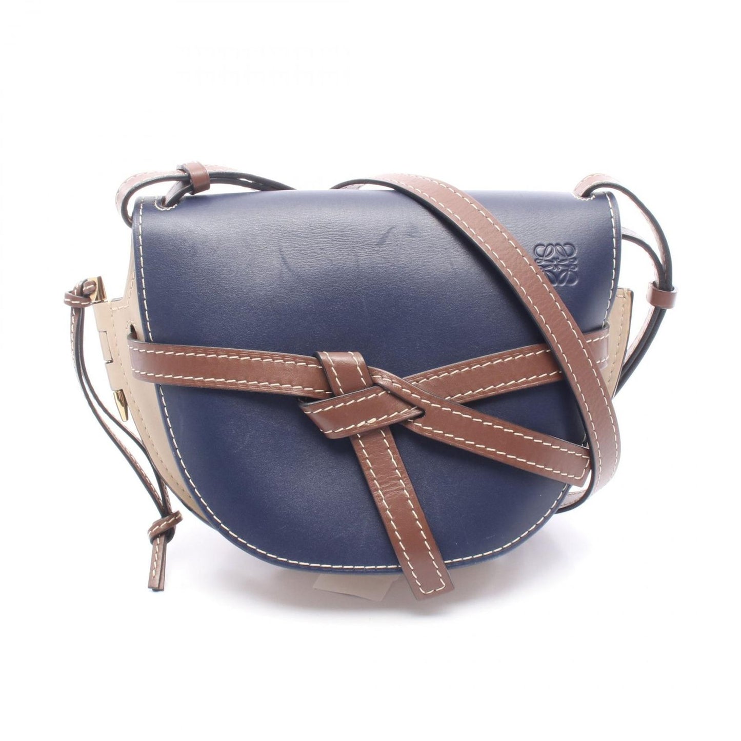 Loewe Shoulder Bag Gate Small Navy Off White Leather