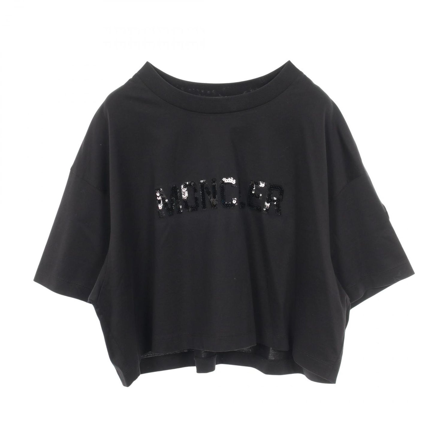 Moncler Short Sleeve T-Shirt Sequin Logo Cropped Cotton