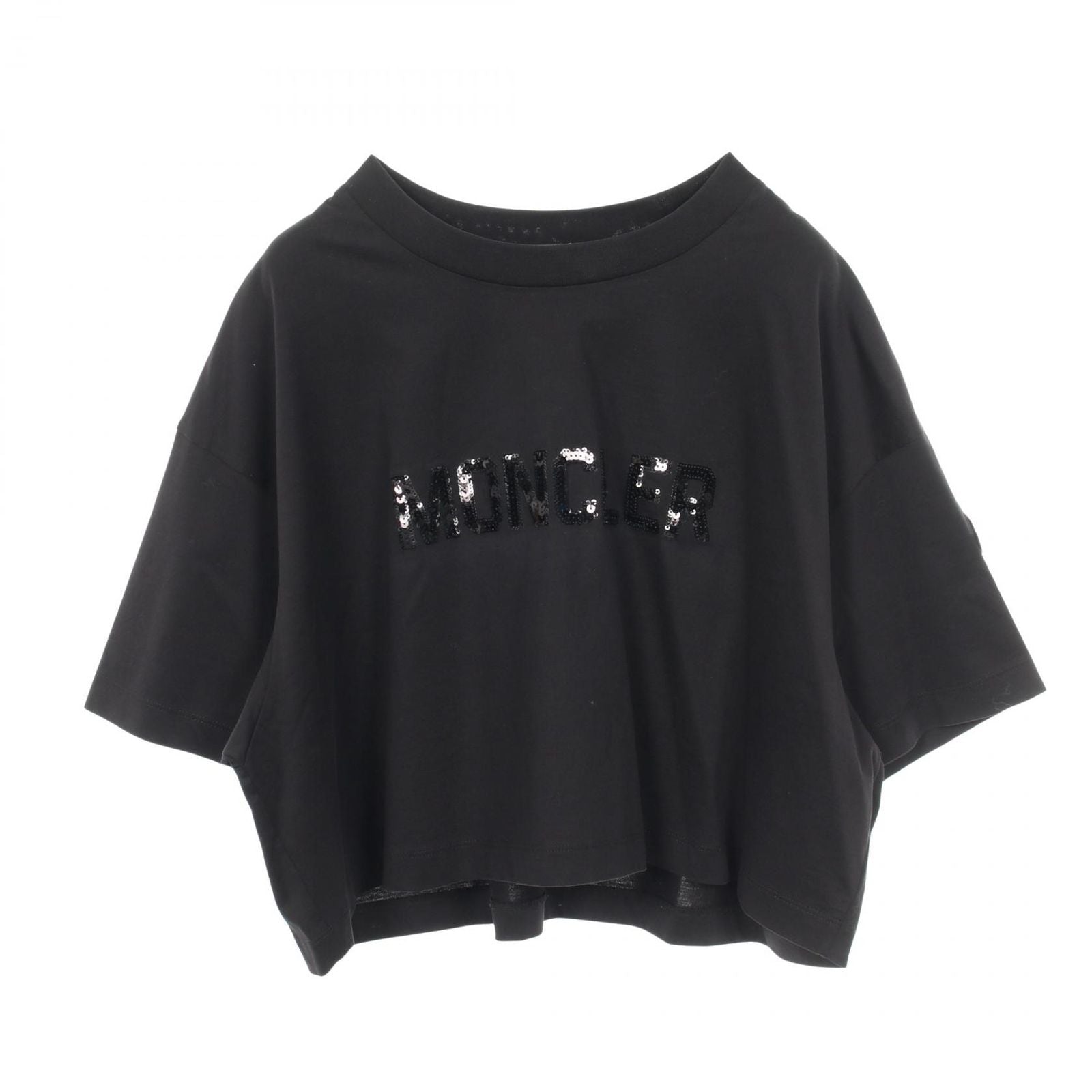 Moncler Short Sleeve T-Shirt Sequin Logo Cropped Cotton
