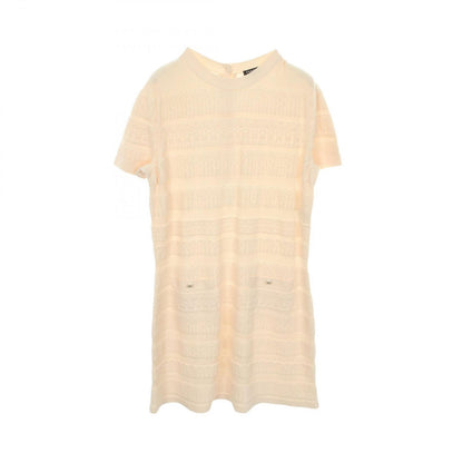 Chanel Dress CC Logo Button White Wool Knit