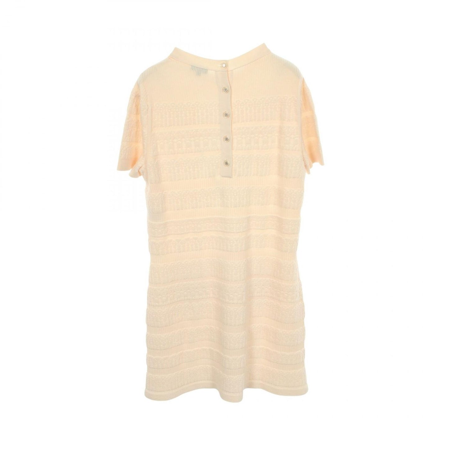 Chanel Dress CC Logo Button White Wool Knit — view 2