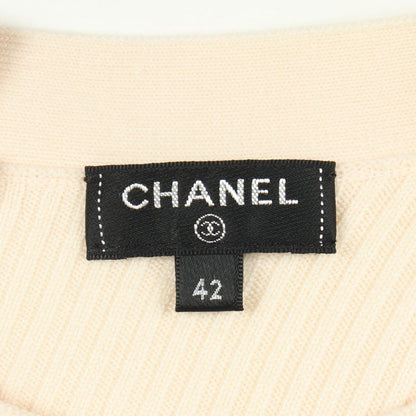 Chanel Dress CC Logo Button White Wool Knit — view 3