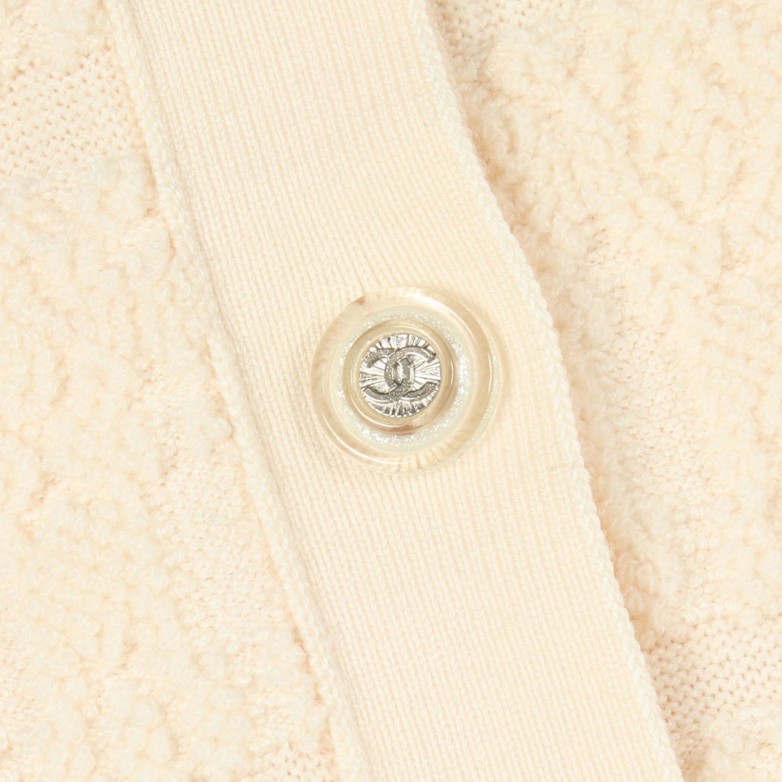 Chanel Dress CC Logo Button White Wool Knit — view 7