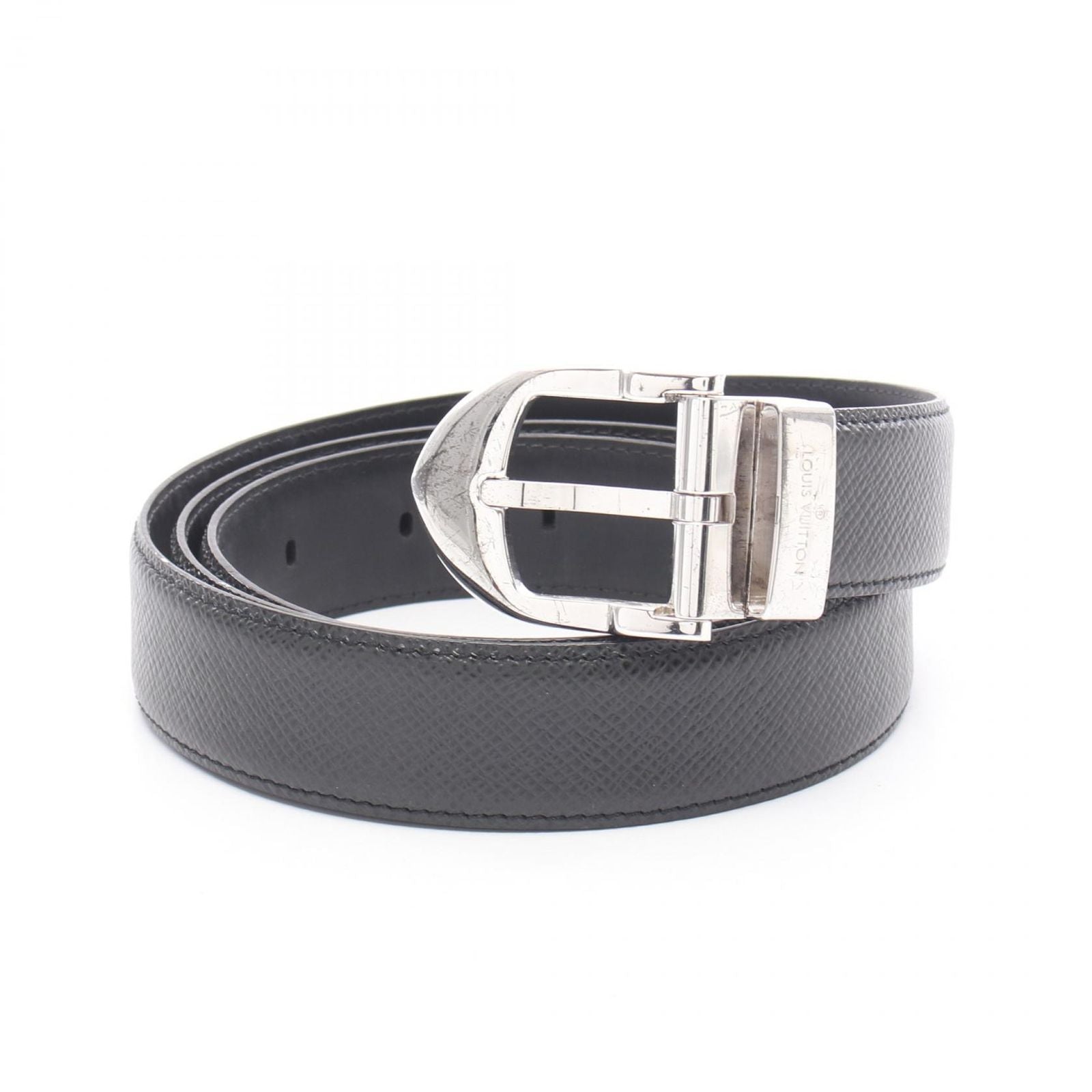 Louis Vuitton Belt Ceinture Classic Taiga Ardoise Black Leather