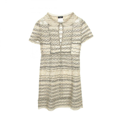 Chanel Dress CC Logo Button Short Sleeve White Fabric Cotton Knit