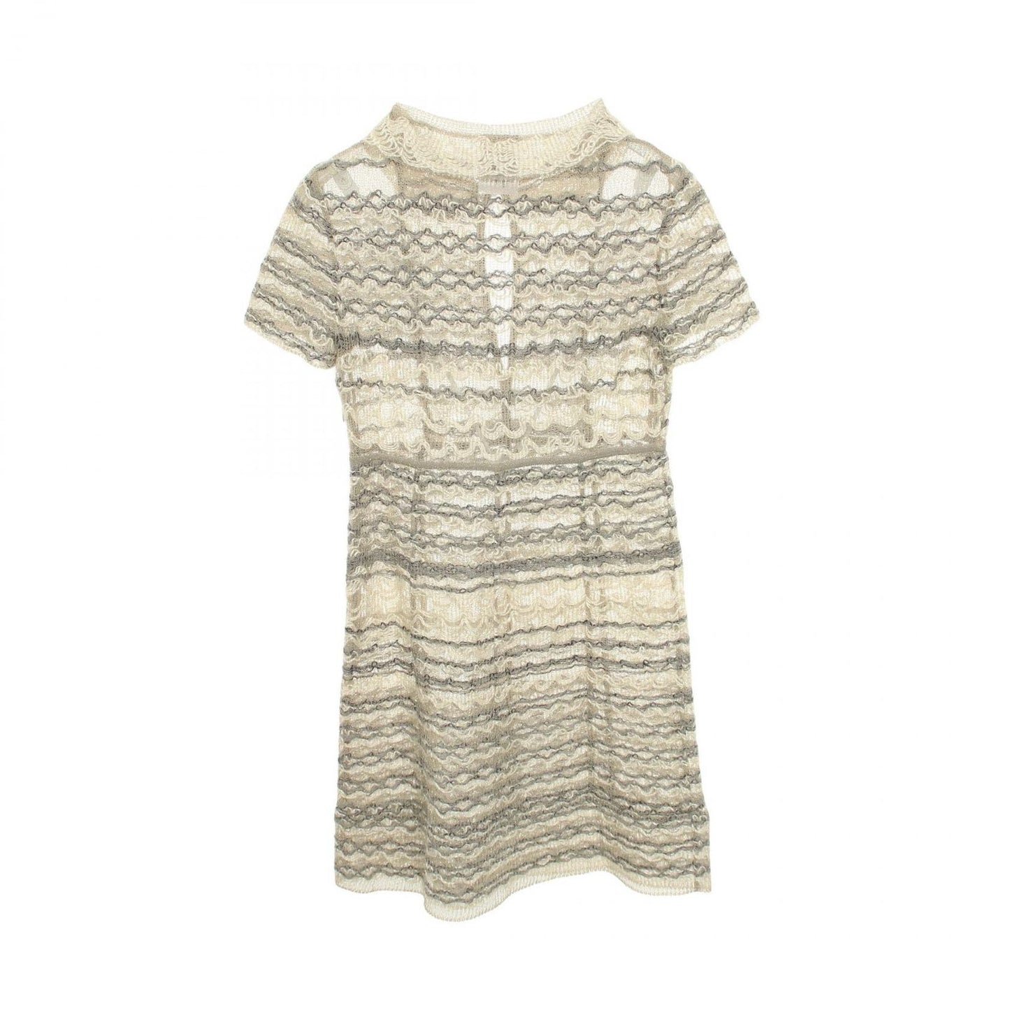 Chanel Dress CC Logo Button Short Sleeve White Fabric Cotton Knit — view 2